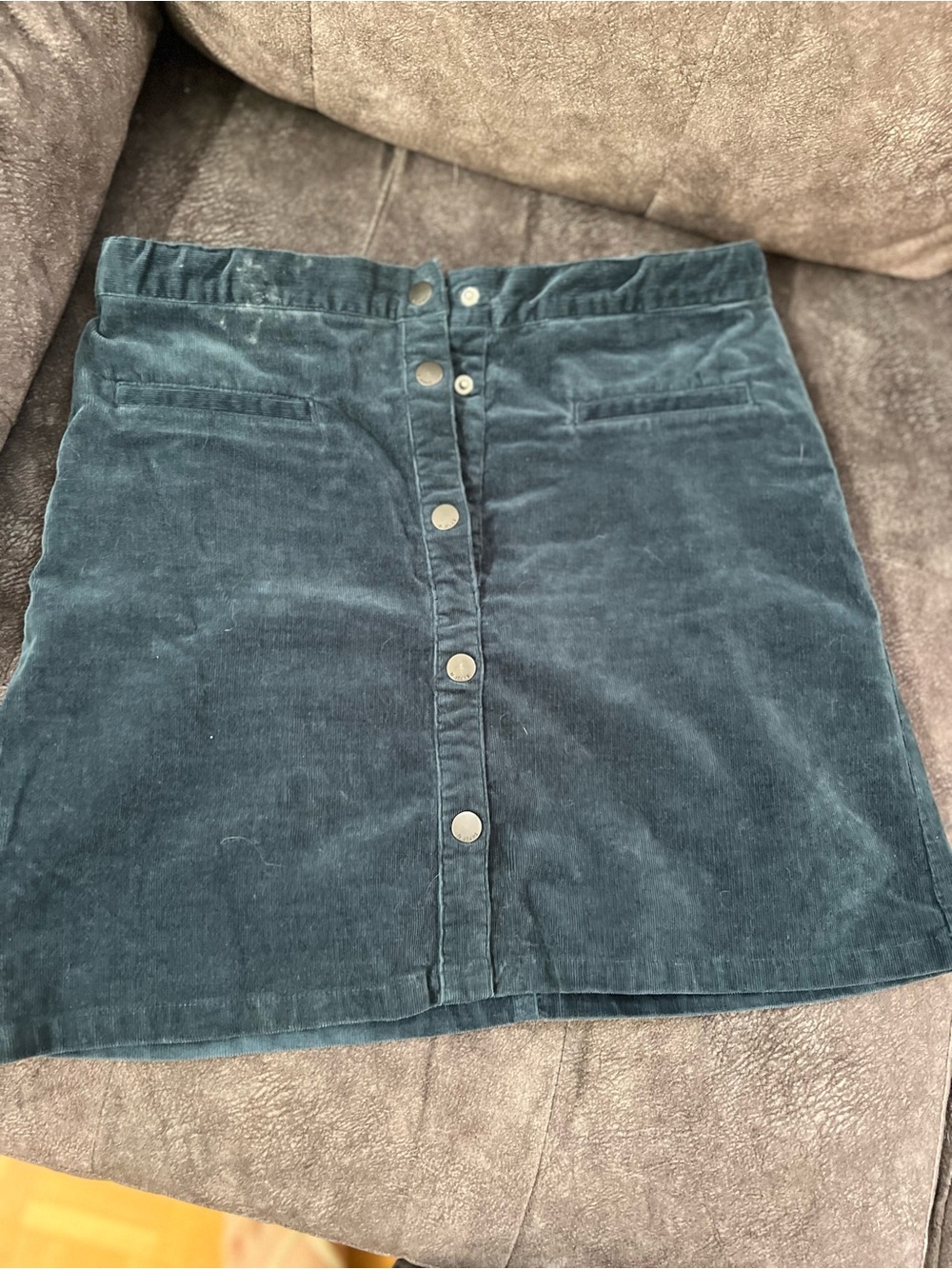 Dex Blue Velvet-Trim Mini Skirt